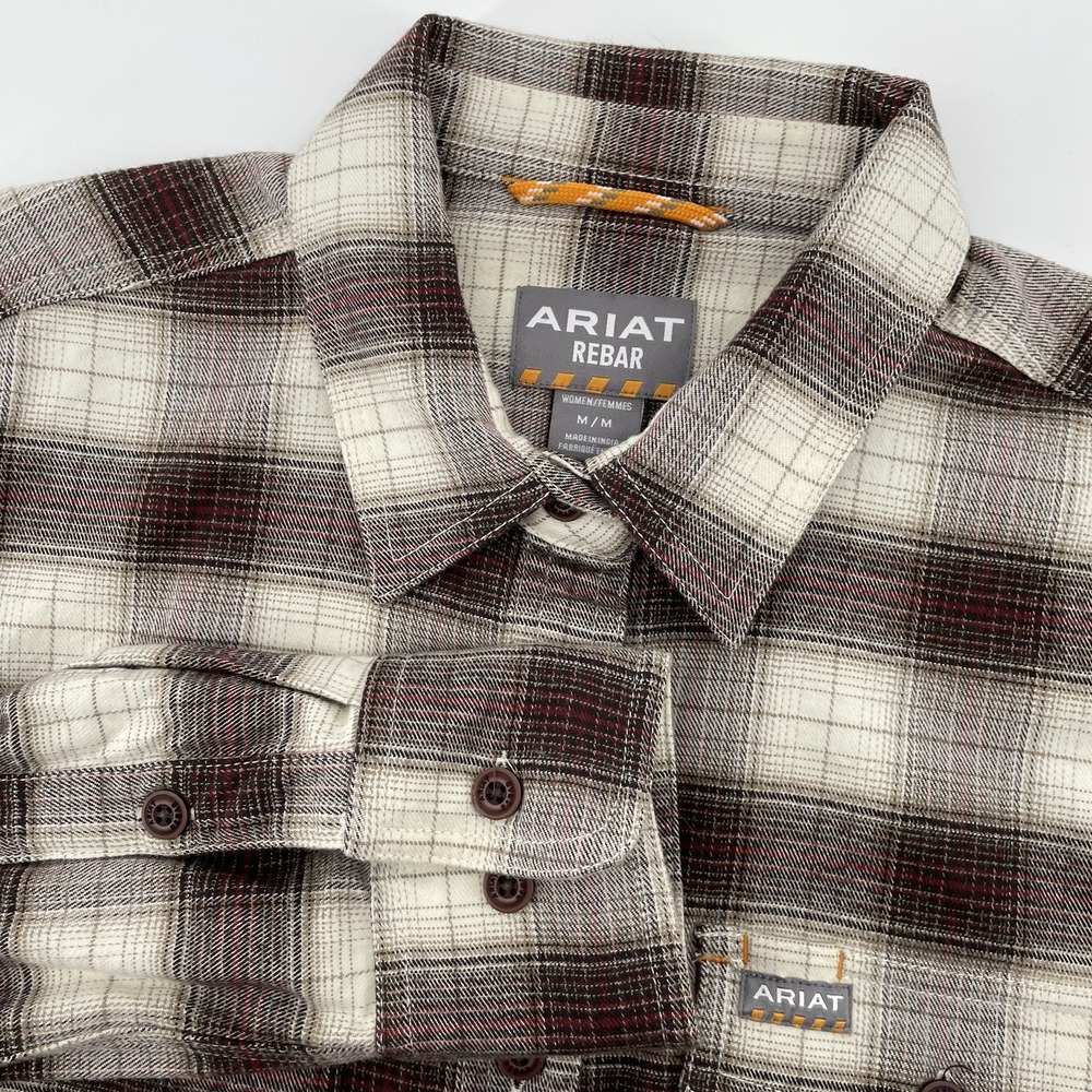 Ariat Rebar Women's Flannel Work Shirt Medium Plaid Button Front Durastretch